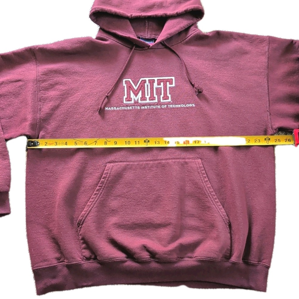 MIT Champion Hoodie Size XL Stitch Maroon Vintage Y2K Authentic Athletic Apparel - Picture 5 of 15